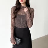 透け感を味方にする、レースシアートップス シアー ハイネック | COCOMOMO | 詳細画像13 