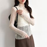 透け感を味方にする、レースシアートップス シアー ハイネック | COCOMOMO | 詳細画像21 