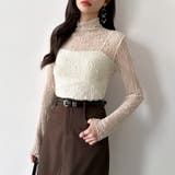 透け感を味方にする、レースシアートップス シアー ハイネック | COCOMOMO | 詳細画像22 