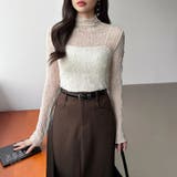 透け感を味方にする、レースシアートップス シアー ハイネック | COCOMOMO | 詳細画像27 