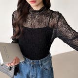 透け感を味方にする、レースシアートップス シアー ハイネック | COCOMOMO | 詳細画像43 