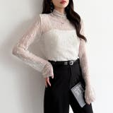 透け感を味方にする、レースシアートップス シアー ハイネック | COCOMOMO | 詳細画像5 