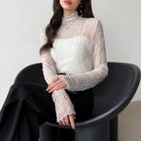 透け感を味方にする、レースシアートップス シアー ハイネック | COCOMOMO | 詳細画像8 