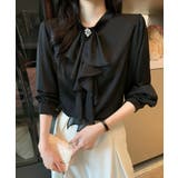 1枚で華やぐビジュー付きブラウス フリルブラウス ボウタイ | COCOMOMO | 詳細画像13 