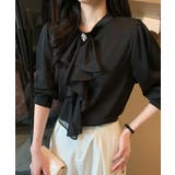 1枚で華やぐビジュー付きブラウス フリルブラウス ボウタイ | COCOMOMO | 詳細画像16 