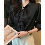 1枚で華やぐビジュー付きブラウス フリルブラウス ボウタイ | COCOMOMO | 詳細画像17 