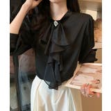 1枚で華やぐビジュー付きブラウス フリルブラウス ボウタイ | COCOMOMO | 詳細画像18 