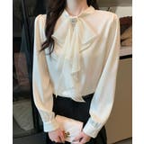 1枚で華やぐビジュー付きブラウス フリルブラウス ボウタイ | COCOMOMO | 詳細画像2 