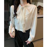 1枚で華やぐビジュー付きブラウス フリルブラウス ボウタイ | COCOMOMO | 詳細画像4 