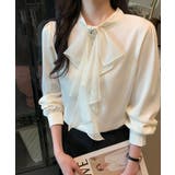 1枚で華やぐビジュー付きブラウス フリルブラウス ボウタイ | COCOMOMO | 詳細画像6 