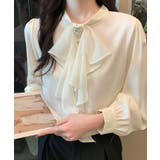 1枚で華やぐビジュー付きブラウス フリルブラウス ボウタイ | COCOMOMO | 詳細画像8 