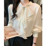 1枚で華やぐビジュー付きブラウス フリルブラウス ボウタイ | COCOMOMO | 詳細画像9 