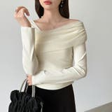 気分で変える2wayデザイン。チュールドレープトップス ワンショルトップス アシ… | COCOMOMO | 詳細画像15 