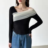 気分で変える2wayデザイン。チュールドレープトップス ワンショルトップス アシ… | COCOMOMO | 詳細画像4 