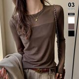 ダークブラウン | 透けすぎない大人シアー。胸元切替シアートップス シアー トップス | COCOMOMO