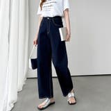 体型カバーして、旬のシルエット。 デニムカーブパンツ ストレッチデニム | COCOMOMO | 詳細画像23