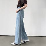 体型カバーして、旬のシルエット。 デニムカーブパンツ ストレッチデニム | COCOMOMO | 詳細画像3