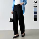 レギュラー丈・ブラック | 体型カバーして、旬のシルエット。 デニムカーブパンツ ストレッチデニム | COCOMOMO