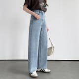 体型カバーして、旬のシルエット。 デニムカーブパンツ ストレッチデニム | COCOMOMO | 詳細画像7