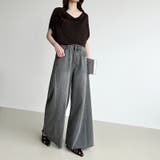 穿くだけで今っぽい、クロスウエストワイドデニム デニムパンツ フリンジ | COCOMOMO | 詳細画像10