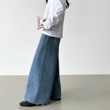 穿くだけで今っぽい、クロスウエストワイドデニム デニムパンツ フリンジ | COCOMOMO | 詳細画像13