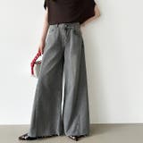 穿くだけで今っぽい、クロスウエストワイドデニム デニムパンツ フリンジ | COCOMOMO | 詳細画像2