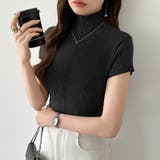 品よくきれいめハイネックサマーニット 半袖ニット サマーニット | COCOMOMO | 詳細画像25