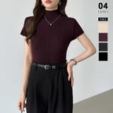 レッド.ブラウン | 品よくきれいめハイネックサマーニット 半袖ニット サマーニット | COCOMOMO