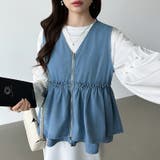 重ねるだけで更新。 ペプラムデニムベスト デニムベスト | COCOMOMO | 詳細画像4