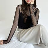 一枚でも重ねても。甘すぎないハート柄シアートップス シアー ハイネック | COCOMOMO | 詳細画像9 