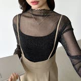 上品な大人のきらめきラメシアートップス ハイネック シアー | COCOMOMO | 詳細画像30 