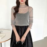 上品な大人のきらめきラメシアートップス ハイネック シアー | COCOMOMO | 詳細画像9 