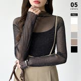 ブラック | 上品な大人のきらめきラメシアートップス ハイネック シアー | COCOMOMO