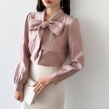 上品艶サテンのリボンブラウス ボウタイ ブラウス | COCOMOMO | 詳細画像13