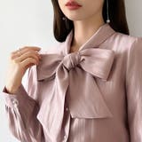 上品艶サテンのリボンブラウス ボウタイ ブラウス | COCOMOMO | 詳細画像15