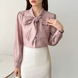 上品艶サテンのリボンブラウス ボウタイ ブラウス | COCOMOMO | 詳細画像19