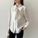 上品艶サテンのリボンブラウス ボウタイ ブラウス | COCOMOMO | 詳細画像20