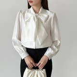 上品艶サテンのリボンブラウス ボウタイ ブラウス | COCOMOMO | 詳細画像22