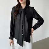 上品艶サテンのリボンブラウス ボウタイ ブラウス | COCOMOMO | 詳細画像29