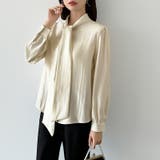 上品艶サテンのリボンブラウス ボウタイ ブラウス | COCOMOMO | 詳細画像3