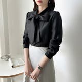 上品艶サテンのリボンブラウス ボウタイ ブラウス | COCOMOMO | 詳細画像37