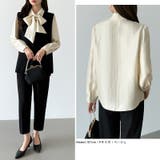 上品艶サテンのリボンブラウス ボウタイ ブラウス | COCOMOMO | 詳細画像7