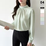 グリーン | 一枚で、きちんと華やか。パールビジュー付きブラウス ブラウス フォーマル | COCOMOMO