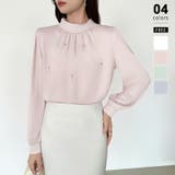 ライトピンク | 一枚で、きちんと華やか。パールビジュー付きブラウス ブラウス フォーマル | COCOMOMO