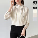 ベージュ | 一枚で華やぐ、好印象ブラウス リボンブラウス スカーフ | COCOMOMO