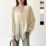 ベージュ | ふんわり今っぽフェミニン。シフォンペプラムチュニック ペプラム チュニック | COCOMOMO
