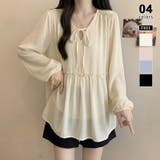 ベージュ | ふんわり今っぽフェミニン。シフォンペプラムチュニック ペプラム チュニック | COCOMOMO