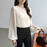 袖デザインで差がつくプリーツスリーブブラウス ボリューム袖 ブラウス | COCOMOMO | 詳細画像4 