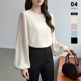 ベージュ | 袖デザインで差がつくプリーツスリーブブラウス ボリューム袖 ブラウス | COCOMOMO