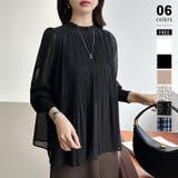 ブラック | ふわっと軽やかプリーツシアーブラウス シフォンブラウス ブラウス | COCOMOMO